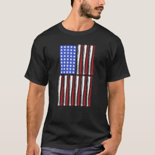 Baseball Bata USA Patriotic American Flag Player C T-Shirt