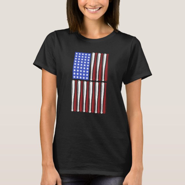 Baseball Bata USA Patriotic American Flag Player C T-Shirt (Vorderseite)