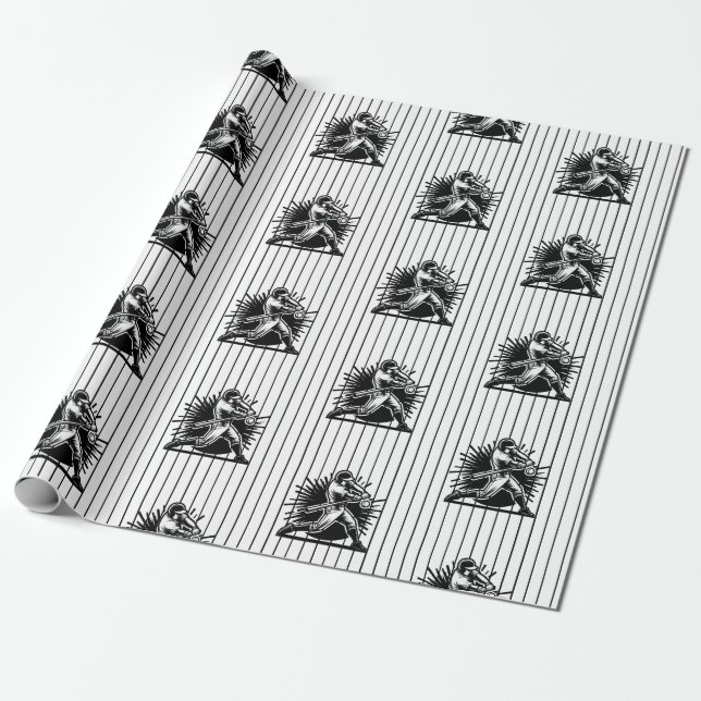Baseball Batter Birthday Wrapping Paper Geschenkpapier (Ungerollt)