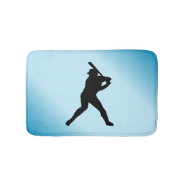 Baseball Batter Blue Sports Badematte