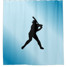 Baseball Batter Blue Sports Duschvorhang
