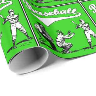 Baseball Batter Catcher Umpire Green Geschenk Geschenkpapier