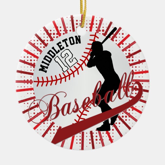 Baseball ⚾ Batter Design - Red Keramik Ornament (Vorne)