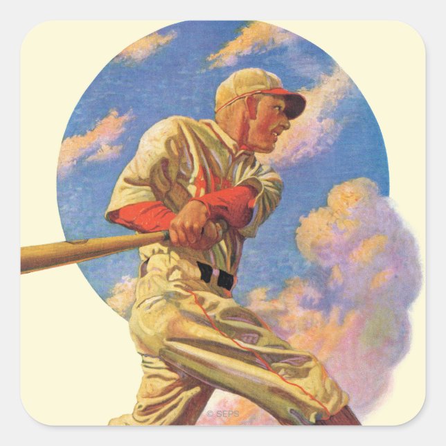 Baseball Batter Quadratischer Aufkleber (Vorderseite)