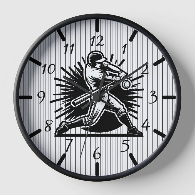 Baseball Batter Silhouette Geschenk Wall Clock Uhr (Vorderseite)