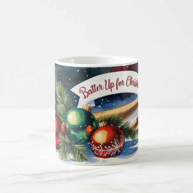 Baseball Batter Up für Weihnachten Kaffeetasse (Mittel)
