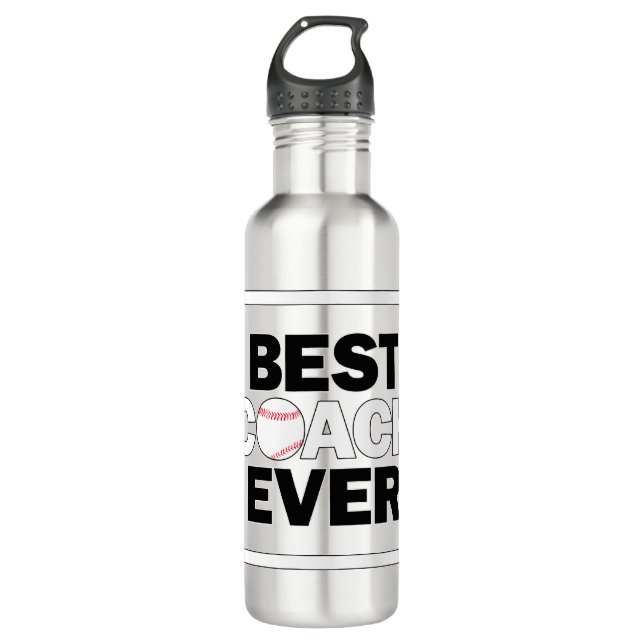 Baseball Best Coach je Sportwagen Geschenk Idee Edelstahlflasche (Vorderseite)
