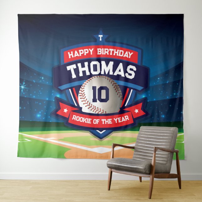 Baseball Birthday banner backdrop  Wandteppich (Beispiel (Horizontal))