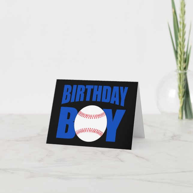 Baseball Birthday Boy Blue Baseball Player Party Karte (Vorderseite)