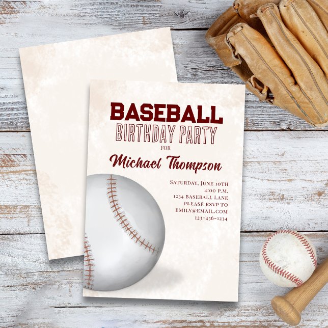 Baseball Birthday Boy Niedlich Custom Einladung (Baseball custom party invitation.)