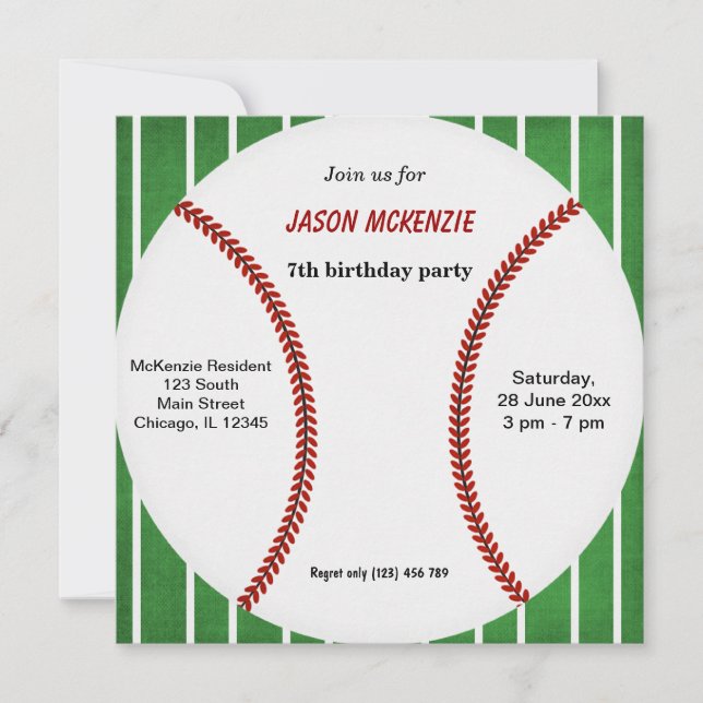 Baseball Birthday Einladung (Vorderseite)