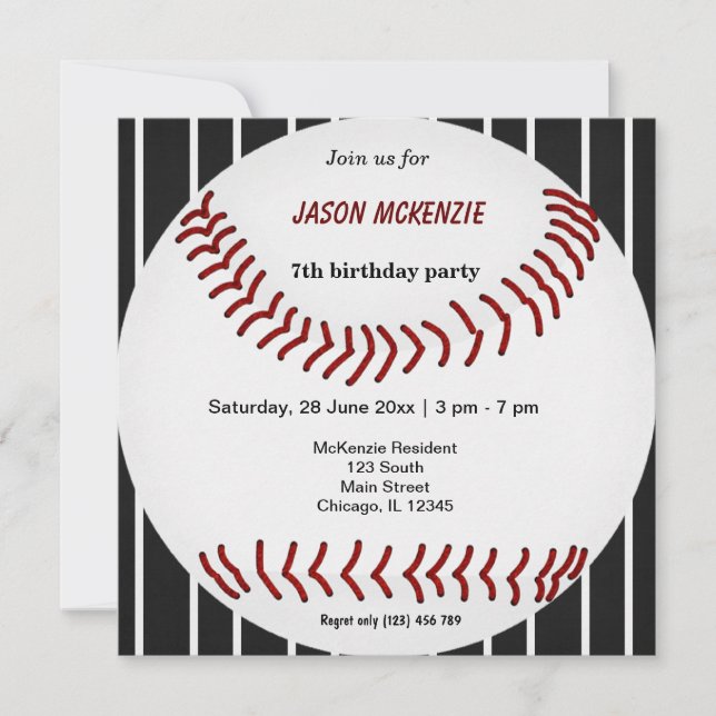 Baseball Birthday Einladung (Vorderseite)