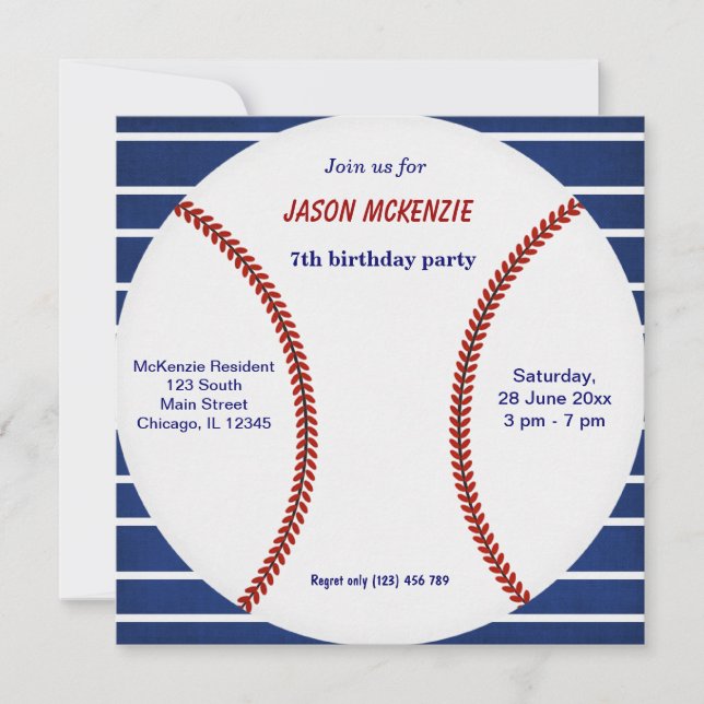 Baseball Birthday Einladung (Vorderseite)