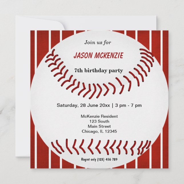 Baseball Birthday Einladung (Vorderseite)