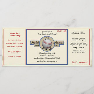 Baseball-Birthday-Feldpass Einladung