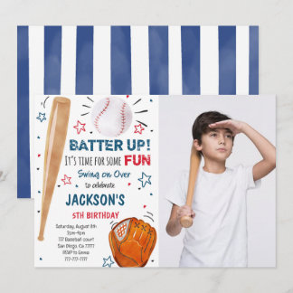 Baseball Birthday Foto Einladung