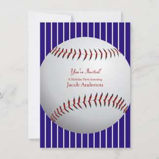 Baseball Birthday Invites (blaue Streifen) Einladung
