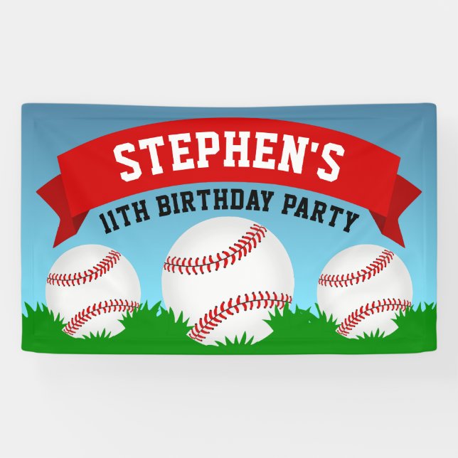Baseball-Birthday-Party Banner (Horizontal)