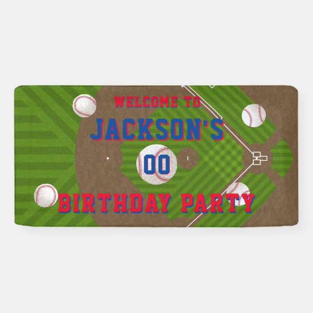 Baseball-Birthday-Party Banner (Horizontal)