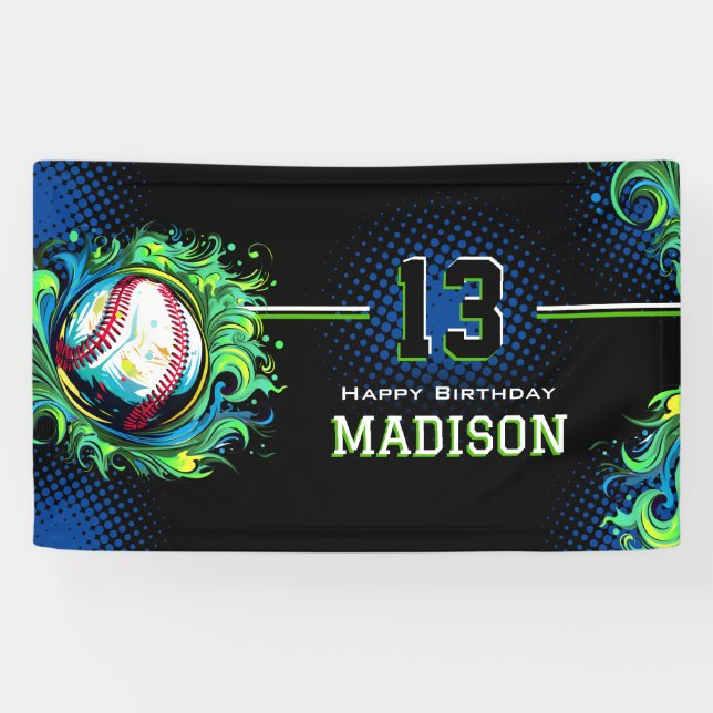 Baseball-Birthday-Party Banner (Horizontal)