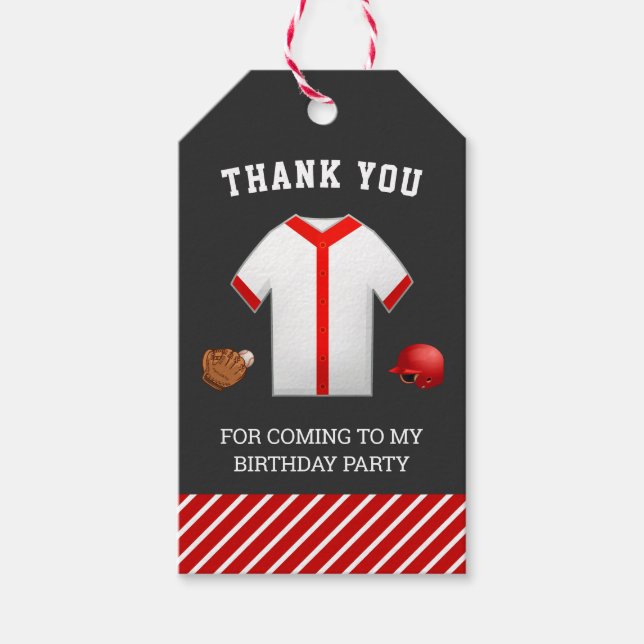 Baseball Birthday Party Danke für Ihre Unterstützu Geschenkanhänger (Vorderseite)