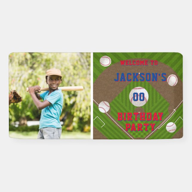 Baseball Birthday Party Foto Banner (Horizontal)
