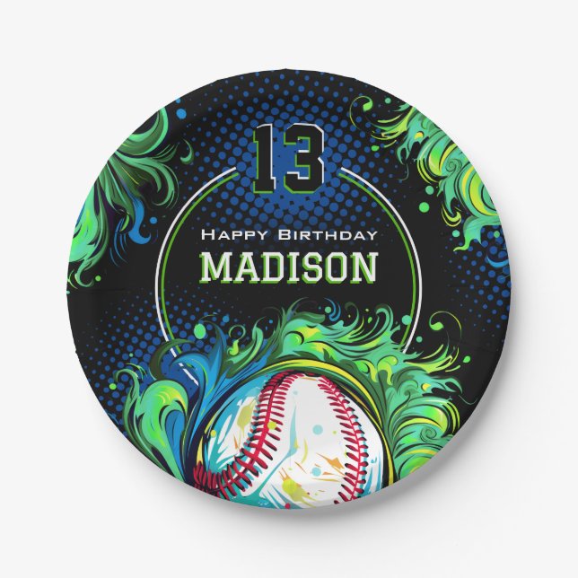 Baseball-Birthday-Party Pappteller (Vorderseite)