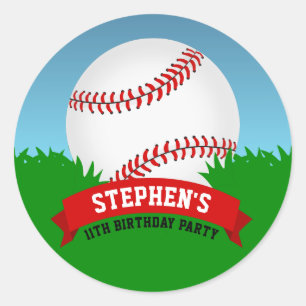 Baseball-Birthday-Party Runder Aufkleber