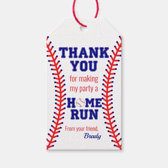 Baseball Birthday Party Sports Classic Vielen Dank Geschenkanhänger (Vorderseite)