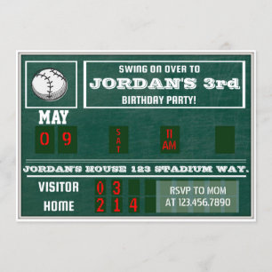 Baseball Birthday Scoreboard Vintages Baseball kid Einladung