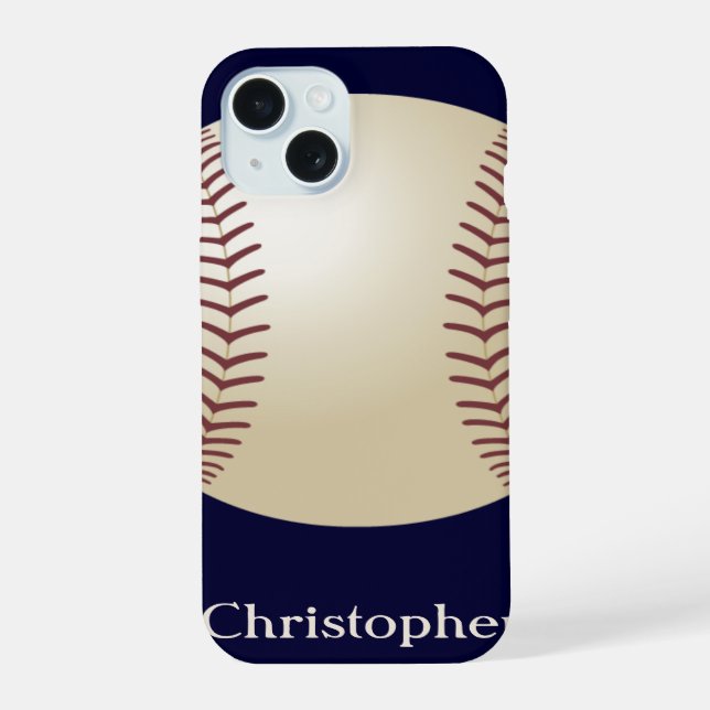 Baseball, Blau, Name iPhone 15 Hülle (Rückseite)
