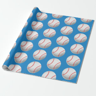 Baseball Blau und Rot Muster Geschenkpapier