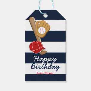 Baseball Blue Striping Geburtstagsparty Geschenkma Geschenkanhänger