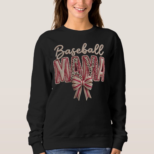 Baseball Bow Mama, Muttertag Sweatshirt (Vorderseite)