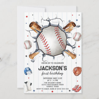 Baseball Boy Birthday Party Invitation Einladung