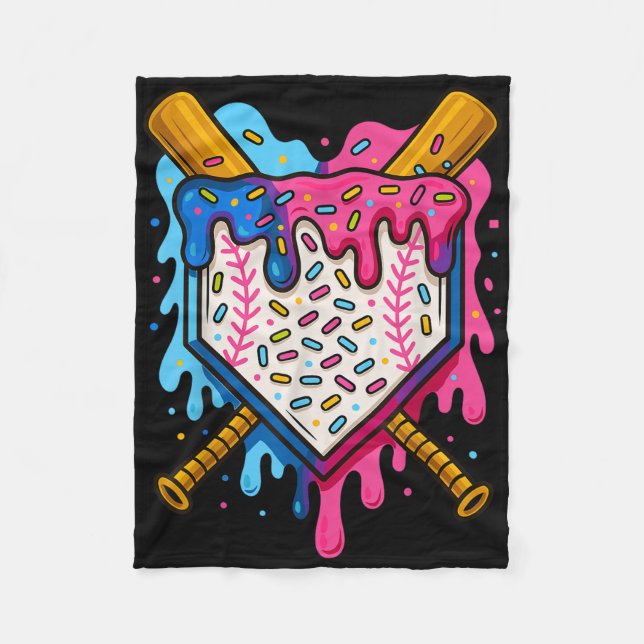 Baseball Boys Ice Creme Tropfen Baseball Fleecedecke (Vorderseite)
