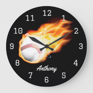 Baseball Boy's Room Personalisiert Große Wanduhr