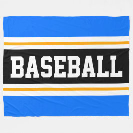 BASEBALL Bright Blue Yellow Black Athletic Stripes Fleecedecke