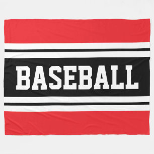 BASEBALL Bright Red Schwarz-weiß Racing Stripes Fleecedecke