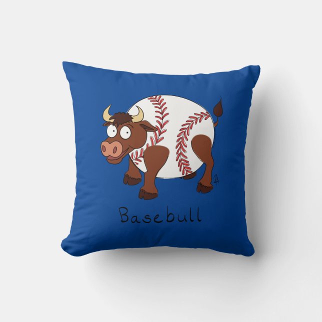 Baseball Bull Sports Funny Kids Kissen (Vorderseite)