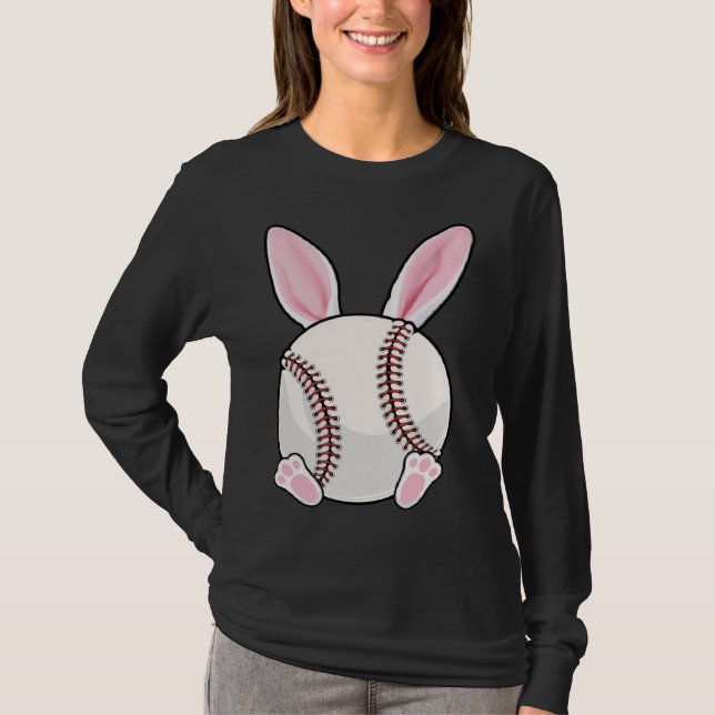 Baseball Bunny Ears Eggs Costume Easter Day Boys M T-Shirt (Vorderseite)