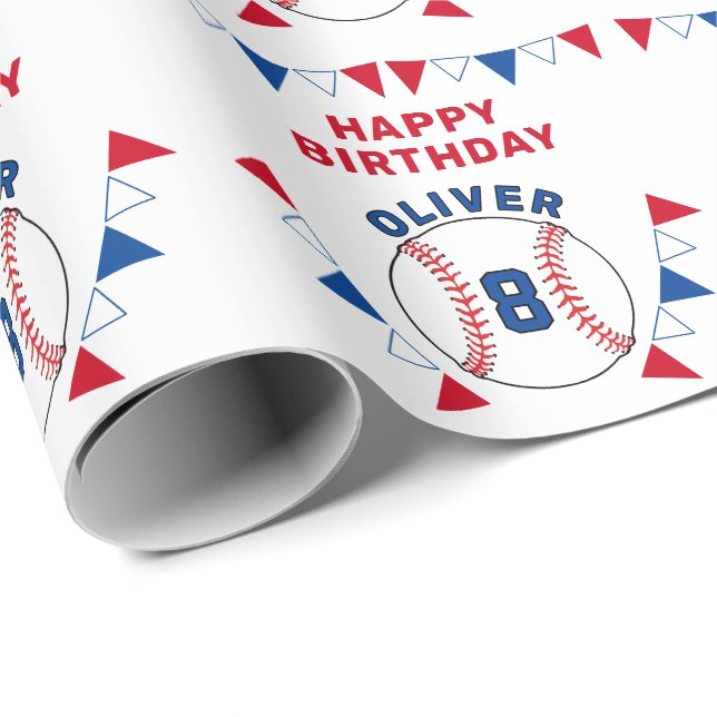 Baseball Bunting Flags Kindergeburtstag Geschenkpapier (Rolleneckpunkt)