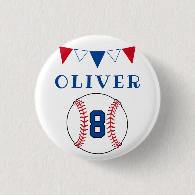 Baseball Bunting Flags Kindergeburtstag Party Button (Vorderseite)