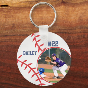 Baseball Button Name Jersey Nummer Foto Schlüsselanhänger