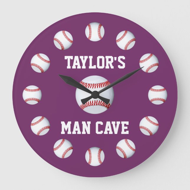 Baseball Byzantium Top monochromatisch Große Wanduhr (Vorderseite)