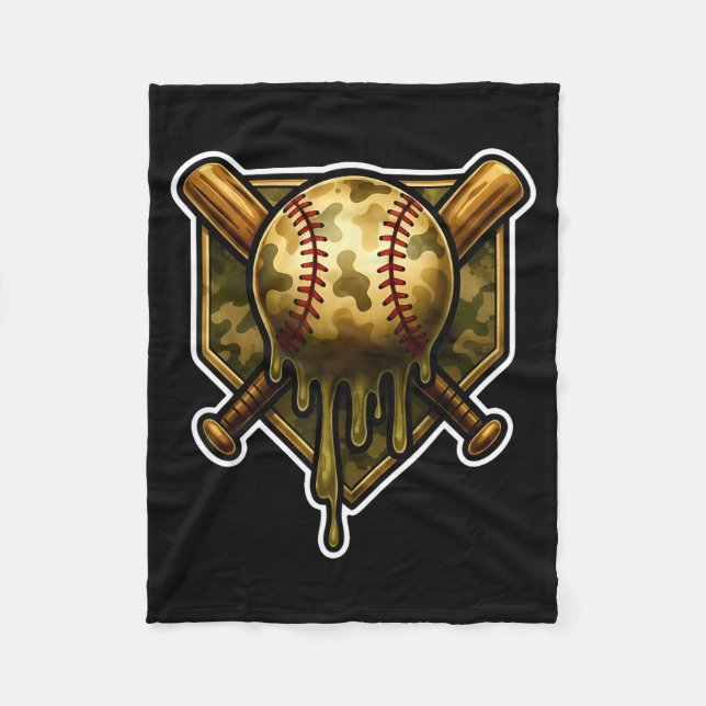 Baseball Camo Drip Eiscreme Jugend Jungen Srts  Fleecedecke (Vorderseite)