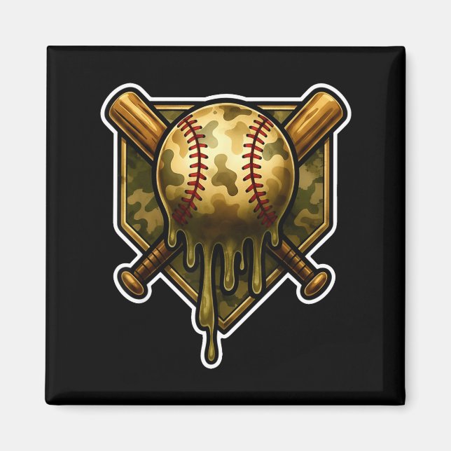 Baseball Camo Drip Ice Cream Youth Boys Srts  Magnet (Vorne)