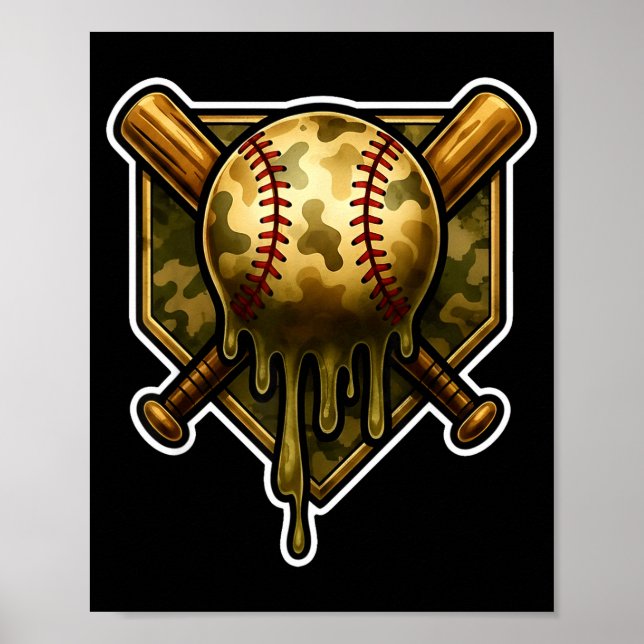 Baseball Camo Drip Ice Cream Youth Boys Srts  Poster (Vorne)
