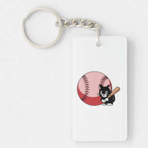 Baseball Cat Cartoon Schlüsselanhänger