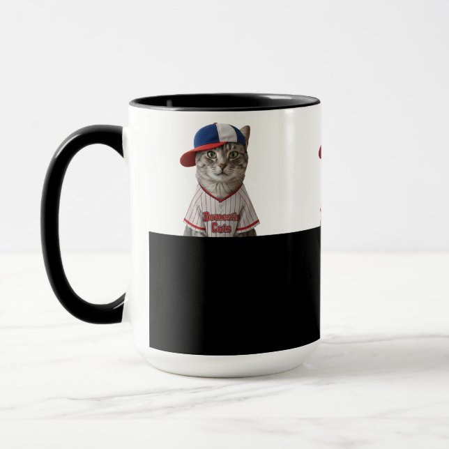 Baseball Cat, Katze mit Basecap und Baseball Shirt Tasse (Links)